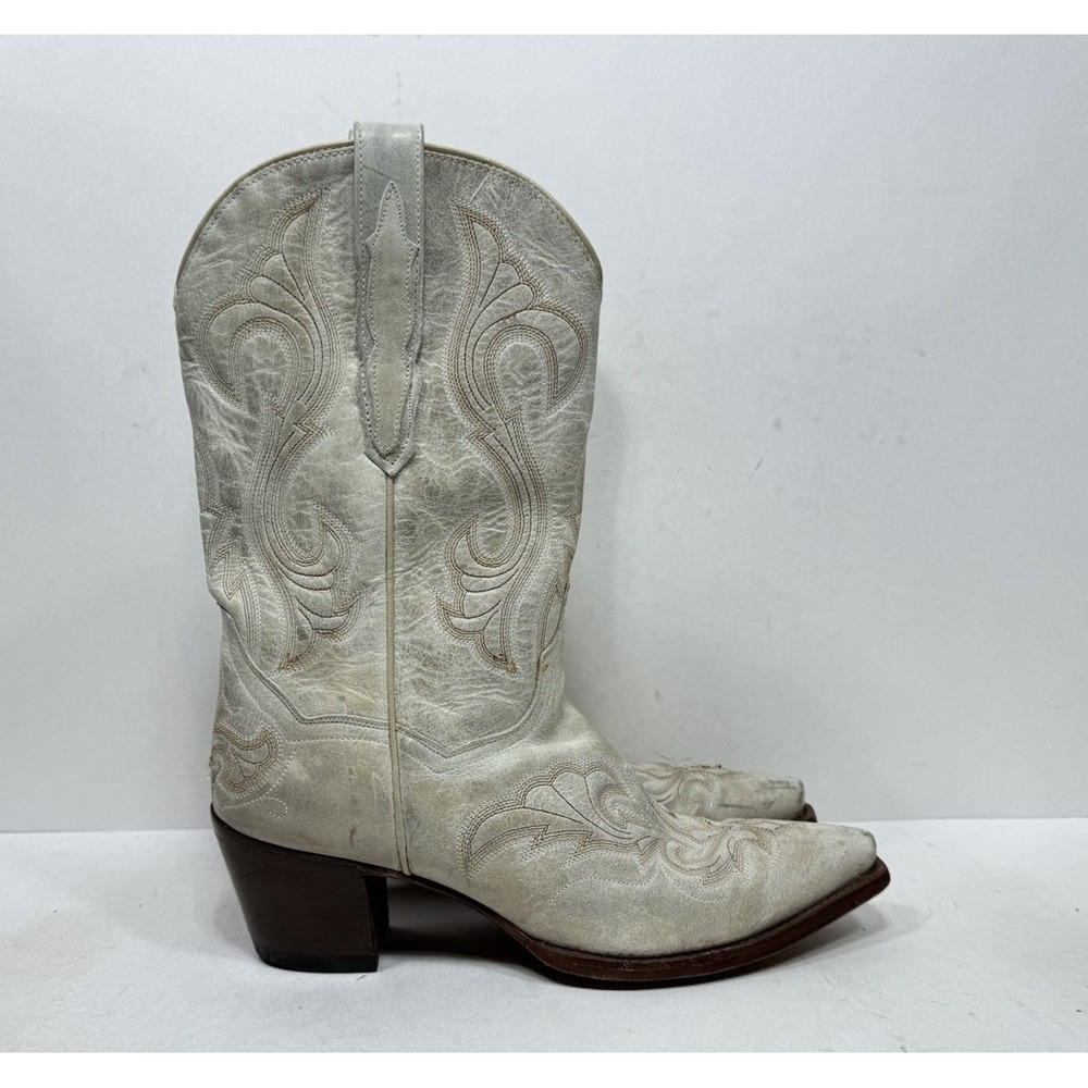 Dan Post 3248 Women's Size 9 Western Cowboy Boots Cream Leather